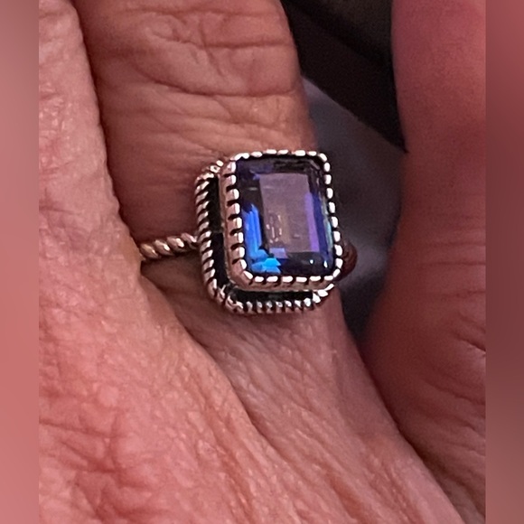 Rainbow Quartz Sterling Silver Ring 6.5
